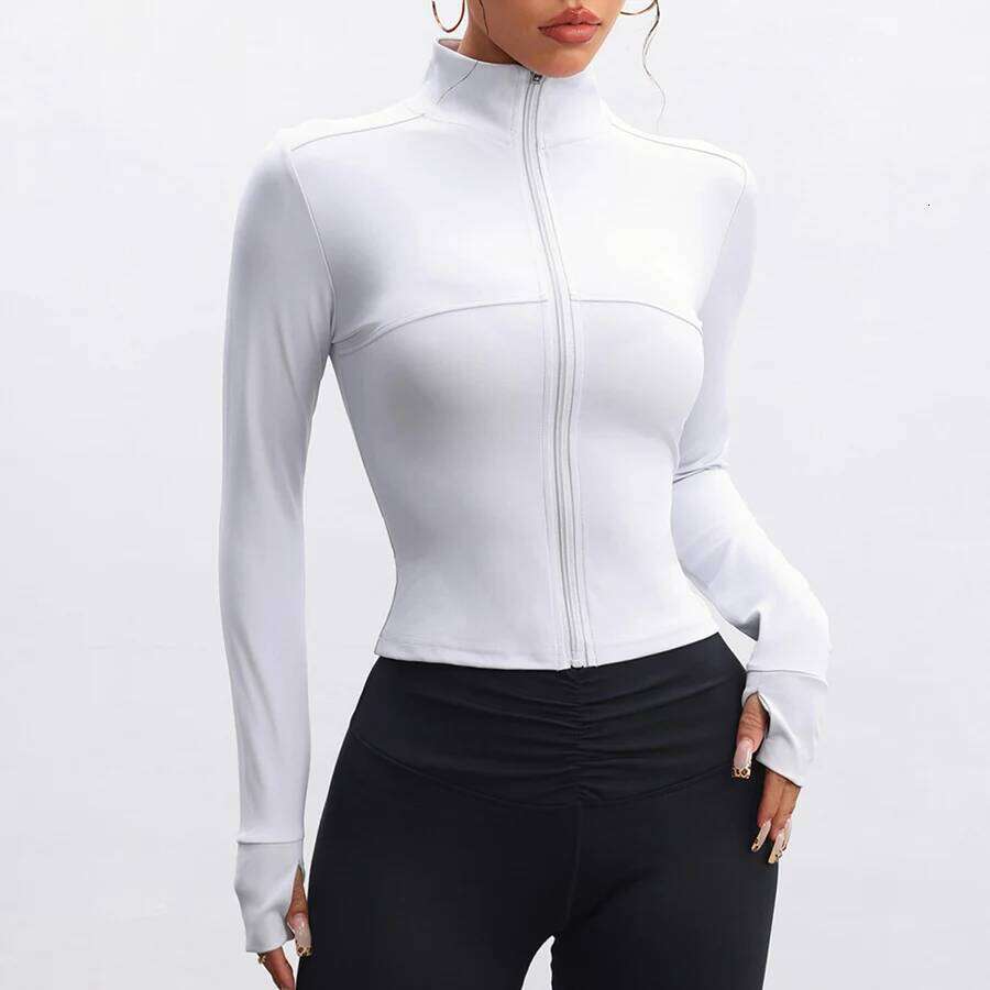Seamless Sports Zippy Shirt Women Long Sleeve Yoga Tops Running Workout Gym Coat Fitness Clothing Activewear 26Y0224