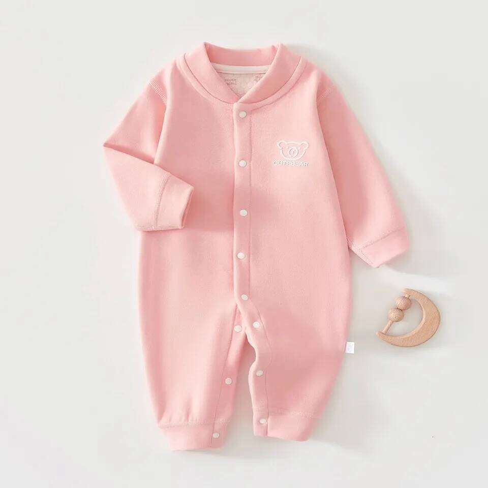 AYNIGIELL Newborn Romper Solid Color Autumn and Winter Warm Baby Outfit Soft Cotton Infant Jumpsuit 0-18M Unisex 26H0224