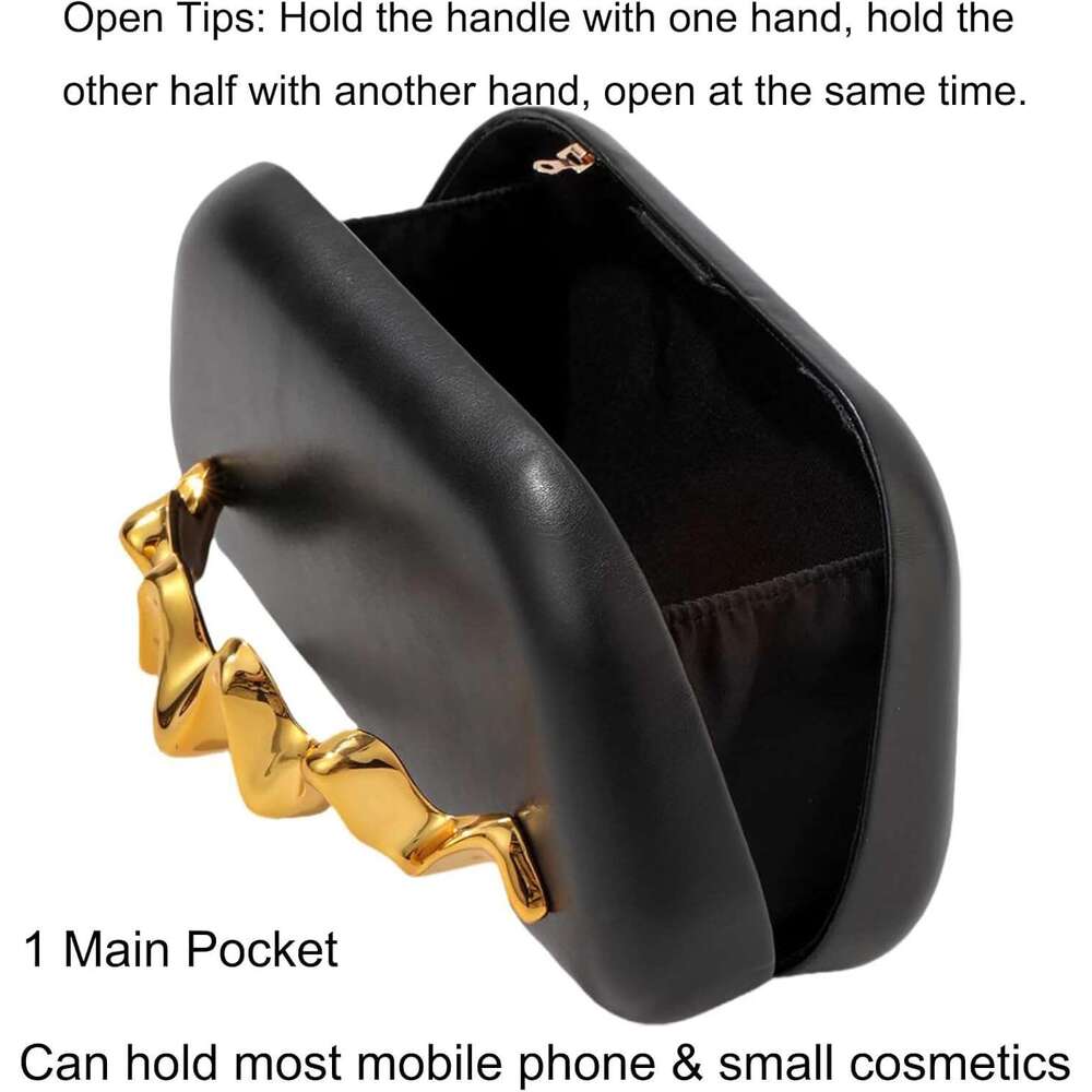 Metal Handle Handbag Detachable Chain Crossbody Shoulder Evening Bag Purse For Women Formal Wedding Party Prom