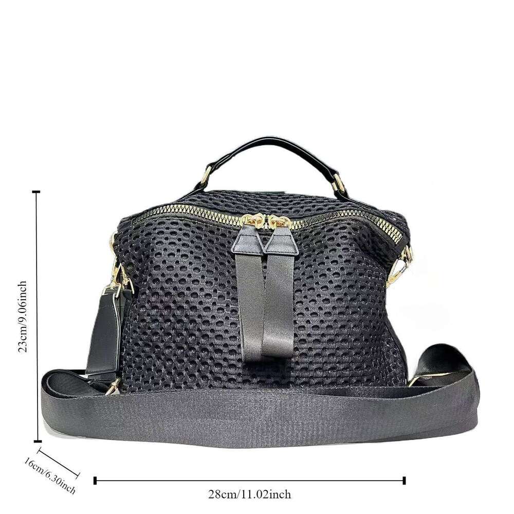 Women's Fashion Mesh Lightweight Bag Daily Use Portable Wide Shoulder Strap Multifunctional Crossbody Handbag Z260224