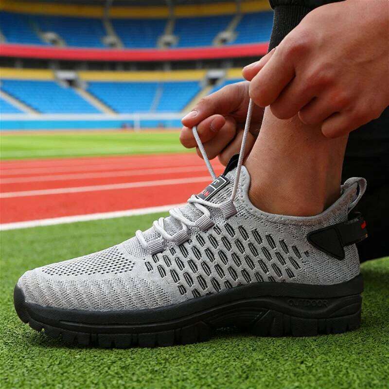 Trendy Yellow Sports Men's Breathable Mesh Sneakers Lightweight Non-Slip Outdoor Running Casual Shoes Fashion Gym Footwear