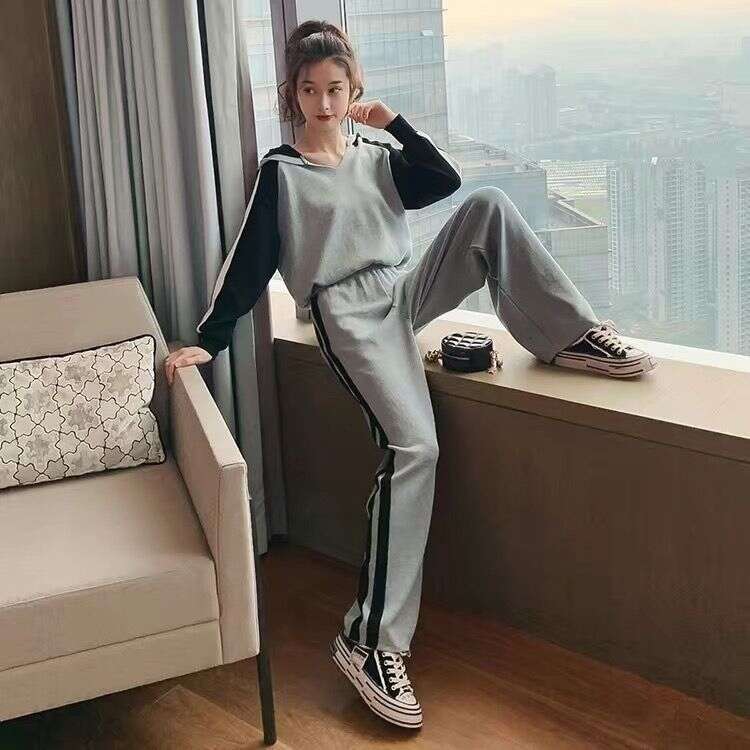 Women's Sweat Suit 2025 Spring And Autumn New Foreign Style Fashion Leisure Hooded T-shirt Pants Two Piece Set For Women Clothes