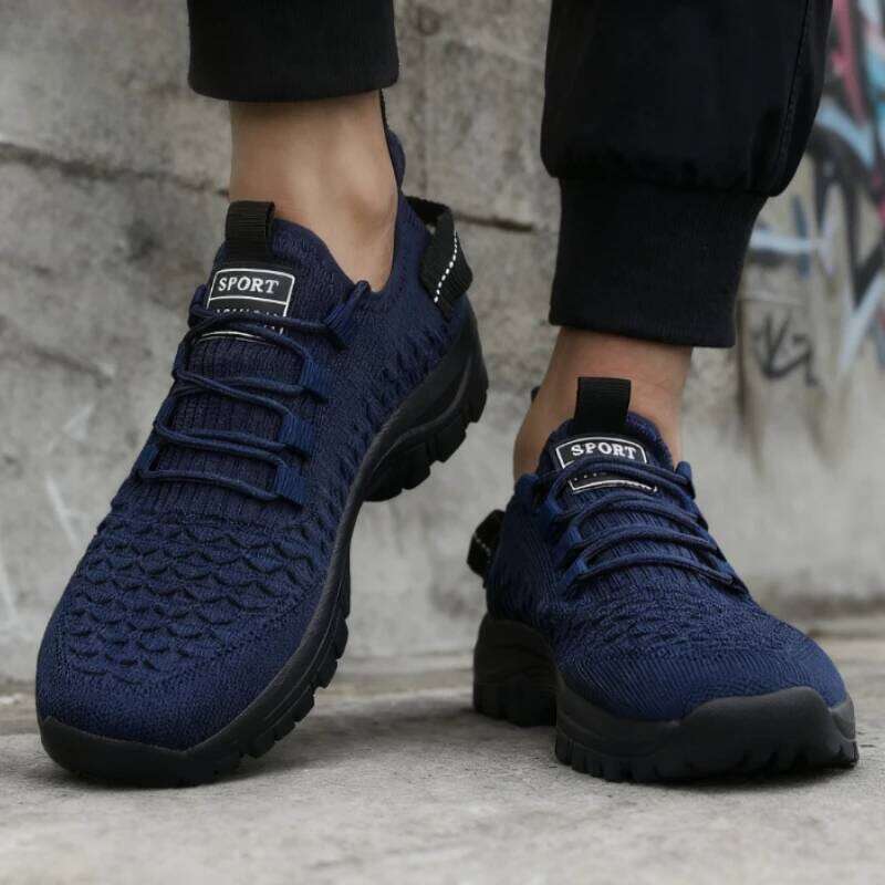 Men's Yellow Knit Outdoor Sneakers Breathable Non-Slip Casual Lightweight Fashion Trendy Daily Athletic Footwear Shoes Men