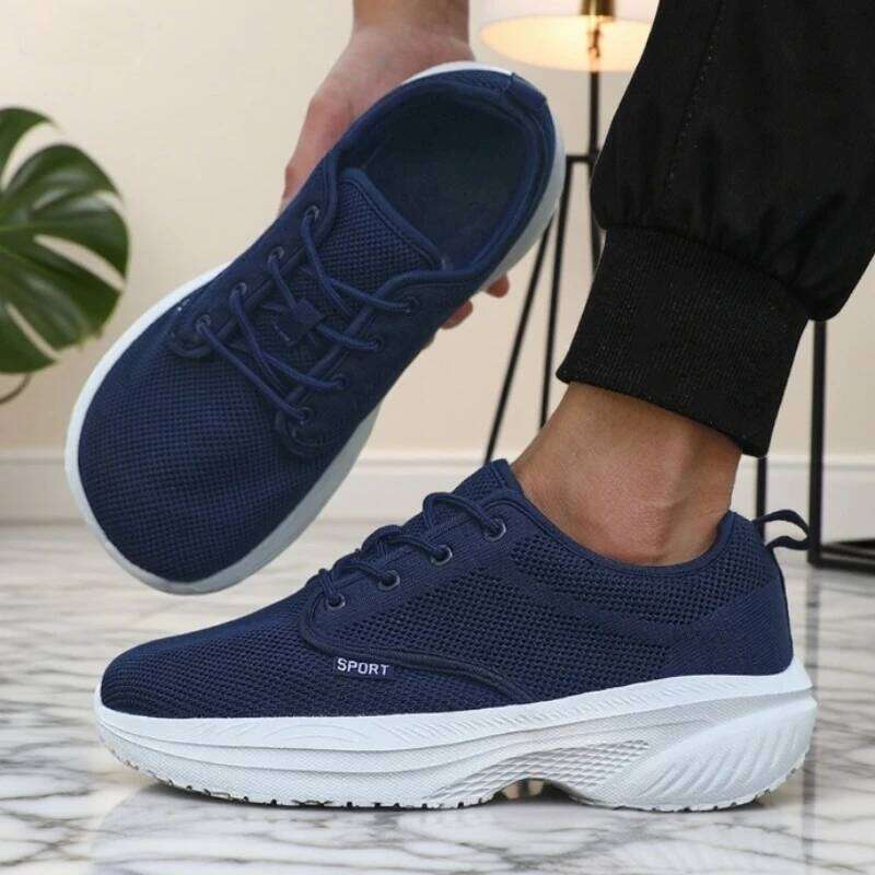 Men's Knitted Writing Comfortable Breathable Fit Platform Outdoor Walking Four Seasons Versatile Soft Bottom Hiking Shoes