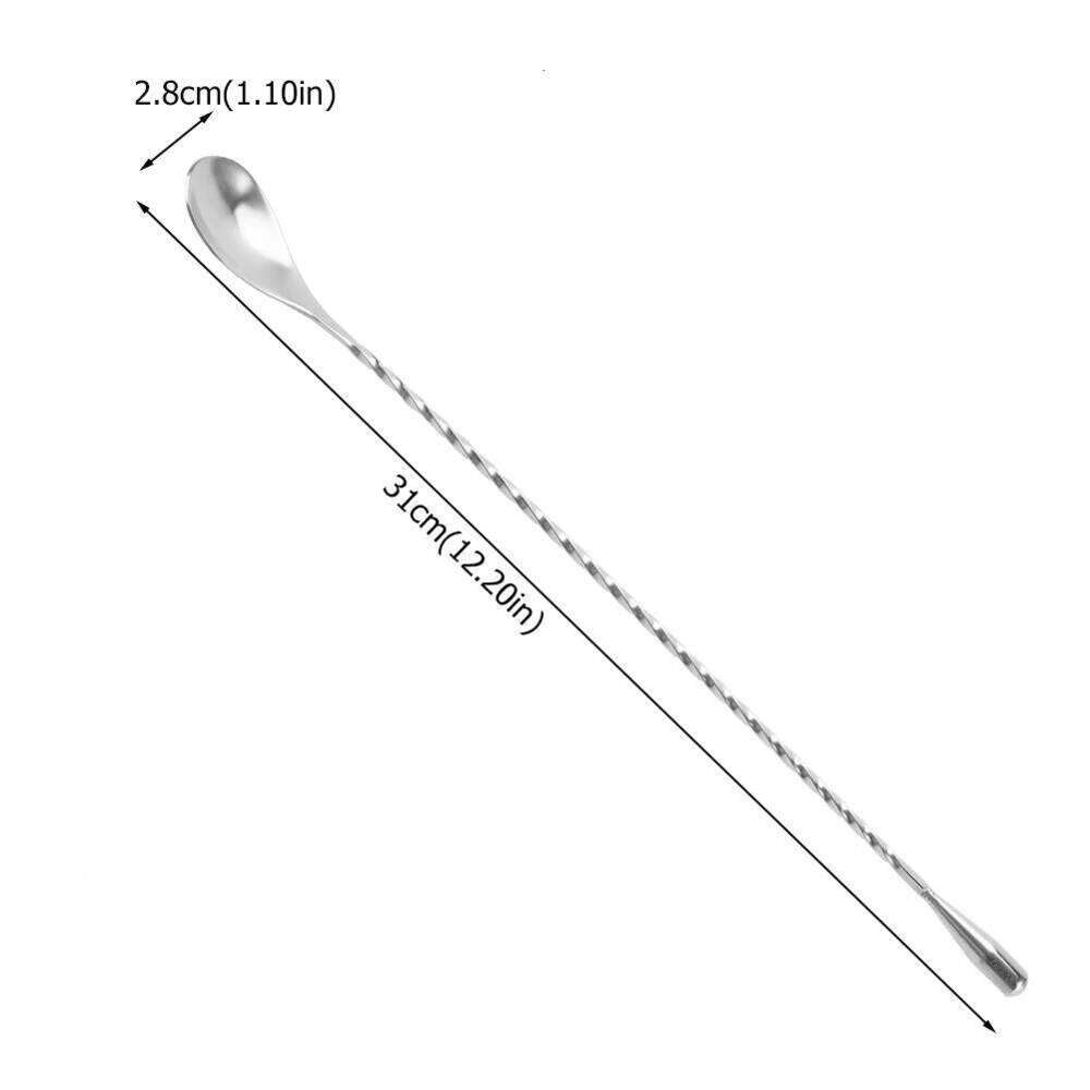 Stainless Steel Wine Cocktail Mixing Twist Spoon Long Handle Drink Stirring Tool for Bar Restaurant Pub