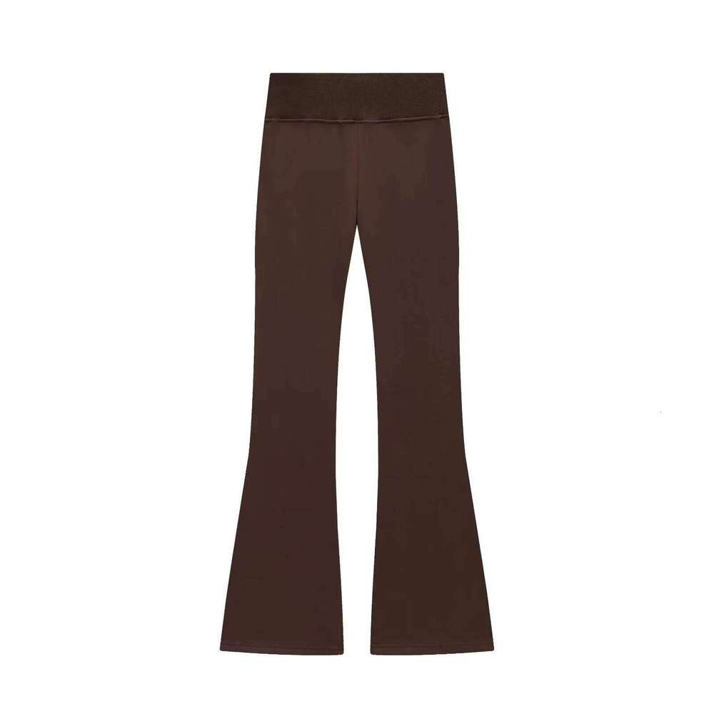 Mardi Hefxessdr Autumn New Women s Casual Lapel Lon Sleeved Zipper Fleece Jacet Hih Waisted Terry Flared Trousers