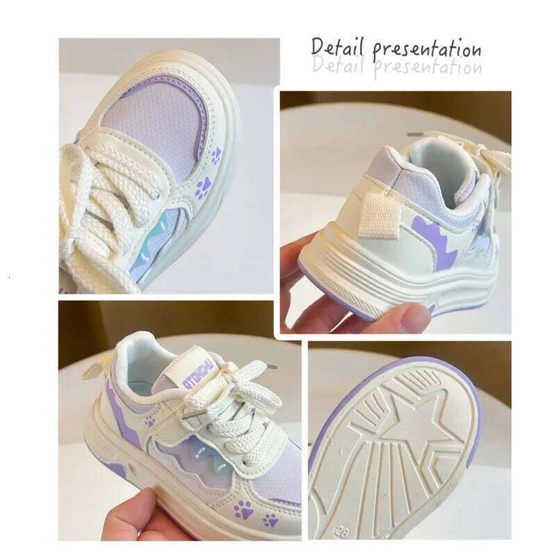 2026 Trend Fashion Sport Shoes For Children PU Leather Teenager Girl's Sneakers Anti-slippery Waterproof Kid's Running Footwear 26W0224