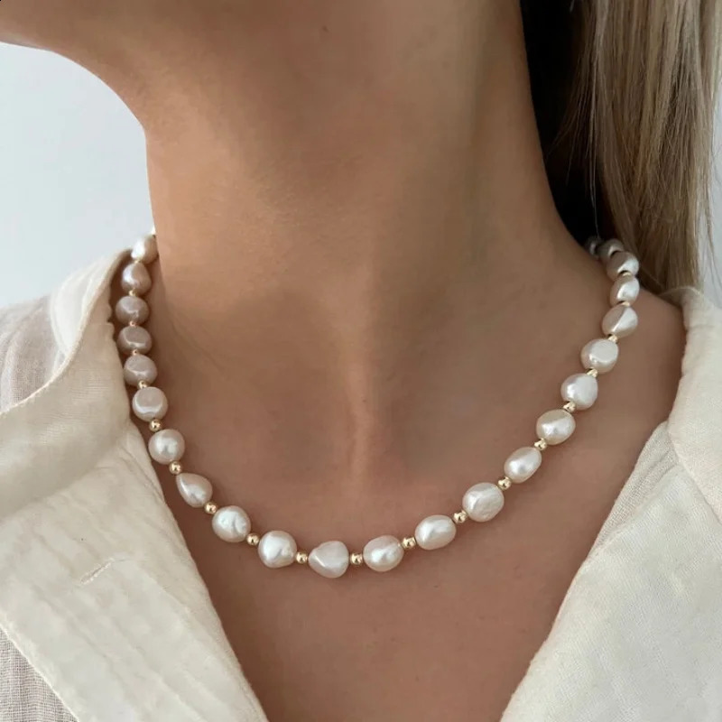 KKBEAD Natural Pearl Choker Necklace for Women Adjustable Bridal Wedding Jewelry Gift Minimalist Layered Chain Graduation 260208