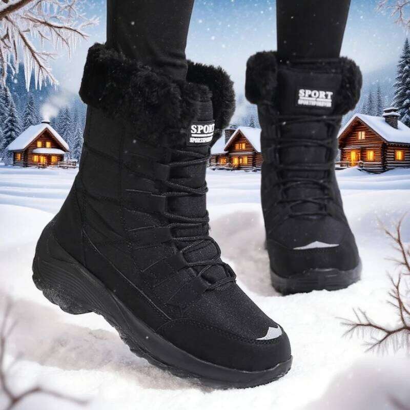 Snow Non-slip Quality Comfortable Keep Warm Platform 2025 Women Wedges Waterproof PlushThigh High Boots