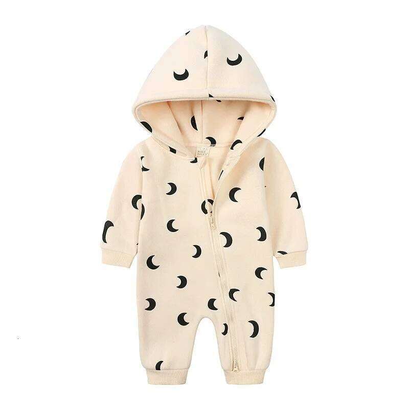 Print Girl Romper Long Sleeve Hooded Zipper Newborn Clothes Boys Rompers Spring & Autumn Baby Clothing 3-24 Months 26H0224
