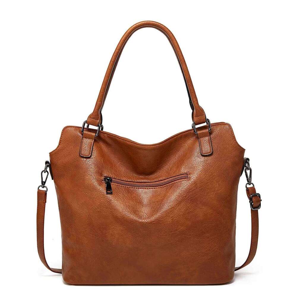 Spring summer retro new women's simple bag, soft leather, large capacity, shoulder and handbag tote Z260224