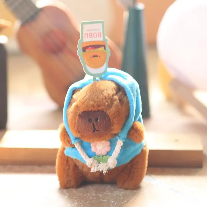 Cute Cartoon Capybara Pendant Keychain Plush Toy Doll Bag Hanging Ornaments Lovely Kapila Doll with Clothes Animal Keyring 260120