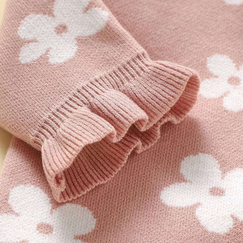 Cute Floral Print Infant Jumpsuit Long Sleeve Baby Girls Spring & Autumn Rompers Knitted 1-18 Months Newborn Bodysuit Sleepsuit 26H0224