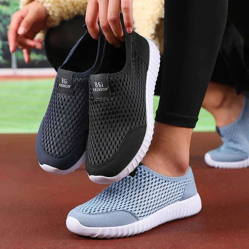 Women's Slip on Sports Breathable Summer Lazy Casual Lightweight Mesh Long-distance Travel Walking Shoes
