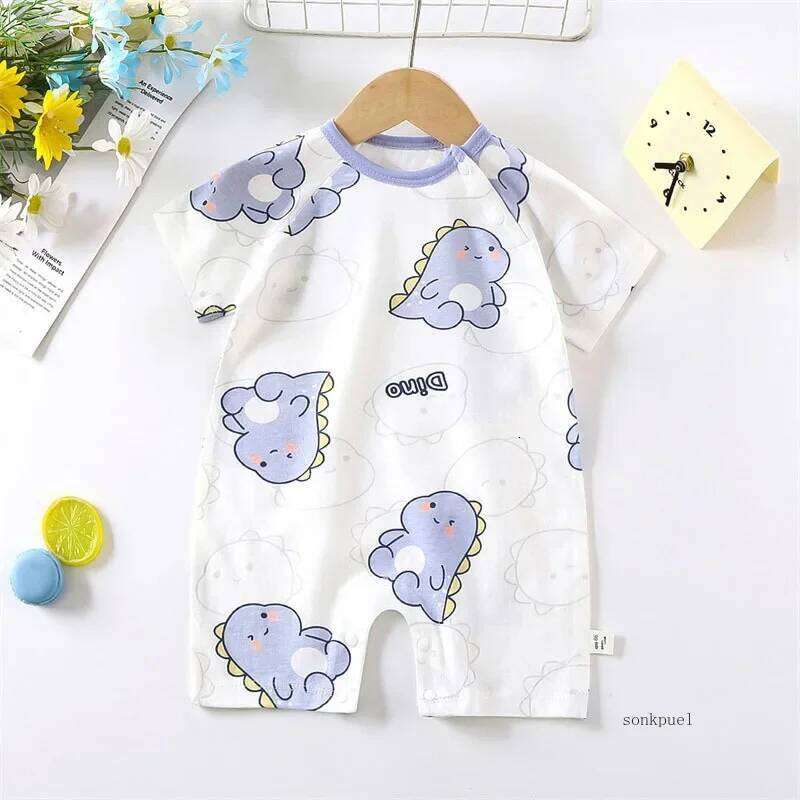New Summer Clothing Baby Onesie Newborn Pure Cotton Short-Sleeve Lightweight Romper Jumpsuit 26Y0224