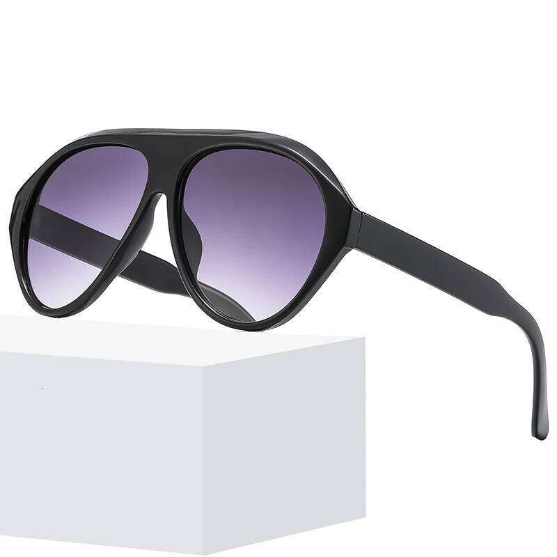 Retro New Oversized Pilot Oval Sunglasses Women Multi Color Lens Simple Style Sun Glasses One Piece Design Eyeglasses UV400 26W0224