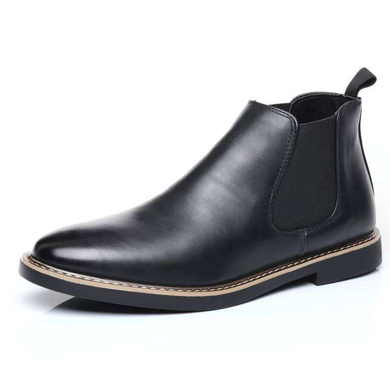 Shoes Retro Chelsea Ankle Boots Casual Flat Elastic Formal Business Dress Men Shoe 2025 New Spring Autumn