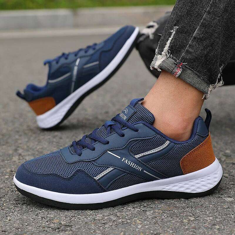New Flats Luxury Men's Sneakers Fashion Casual Fiber Leather Breathable Height Increase Flat Shoes Tenis Para Hombre