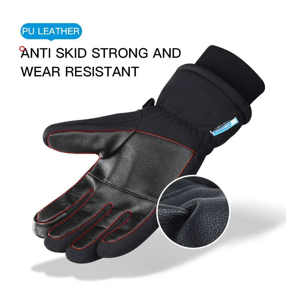 Winter Warm Mountain Snowboard Gloves Men Women Cold Snow Skiing Mittens Waterproof Snowmobile Handschoemen Black M L XL 26H0224