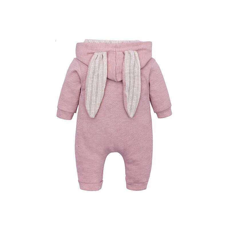 Autumn Newborn Clothes Baby Girls Pink Bunny Romper Infant Cute Cotton Jumpsuit Toddler Playsuit Overalls Boys Long Sleeve Cloth 26H0224