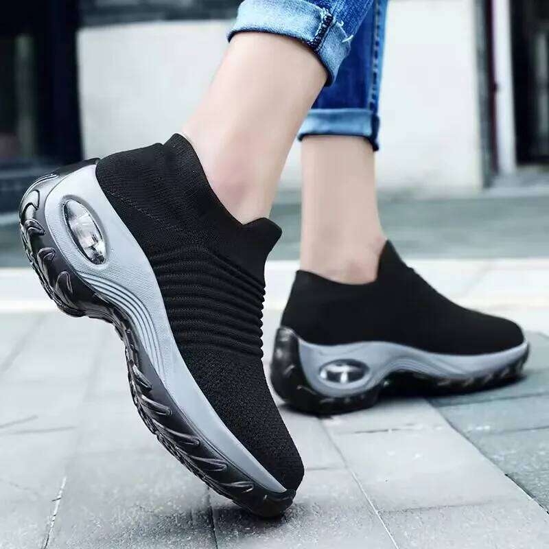 Elegant Knitted Women's Slip on Convenient Easy To Wear Breathable Mesh Height Outdoor Activities Versatile Shoes