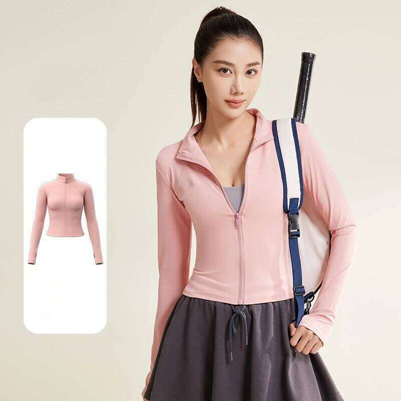 Slim Tight Long Sleeve Sports Women Zip Fitness Yoga Shirt Winter Warm Gym Top Activewear Running Coat UV protection 26Y0224