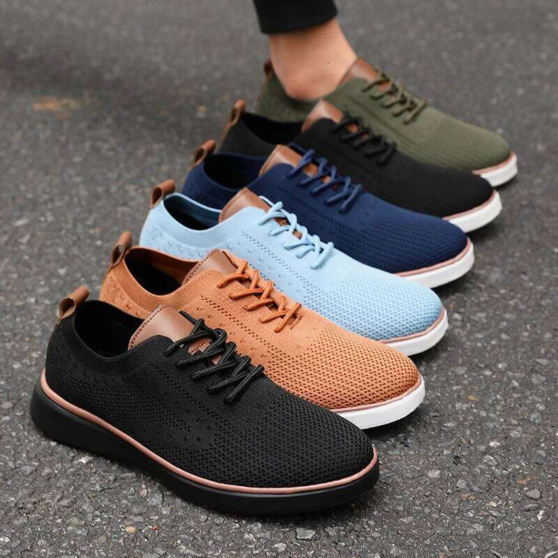 New Men's Knit Sneakers Lightweight Breathable Mesh Casual Non-Slip Soft Sole Fashion Daily Wear Comfortable Walking Shoes