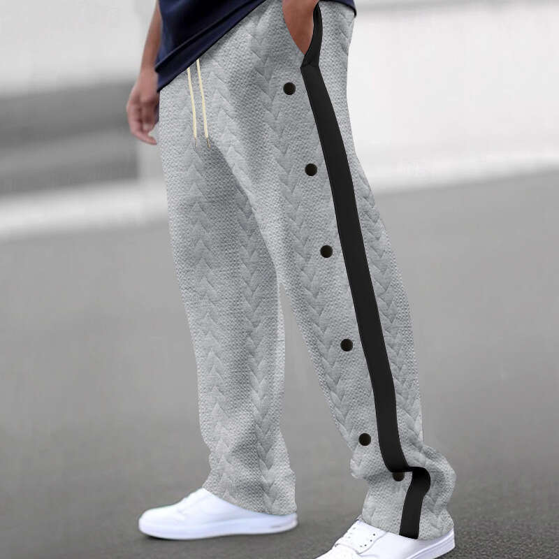 2025 New Amazon Cross-Border Men's Fashionable Jacquard Button Casual Pants, Thickened Four-Season European Size Trousers, Trendy
