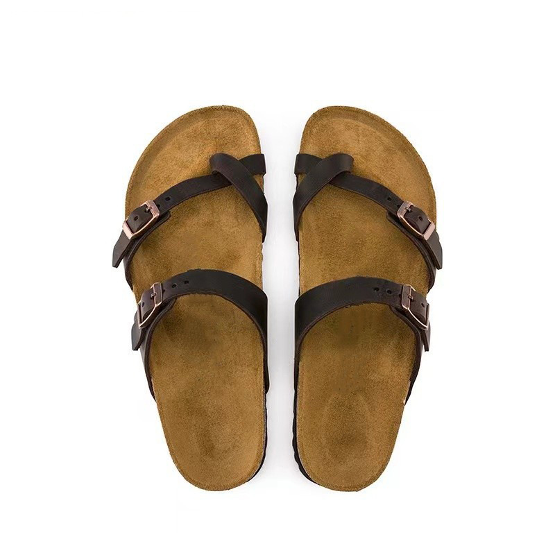 TEEMAZZI Cross strap leather and cork soled designer sandals 2026 hot casual and fashionable slippers for men and women