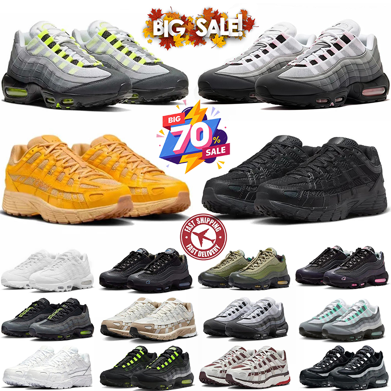 Mens 95s p6000 Running Shoes Womens Sneakers Designer 95 Trainers Triple Black White Blue Cork Metallic Silver Orange Ghost Outdoor Sport Shoes With Box 36-46