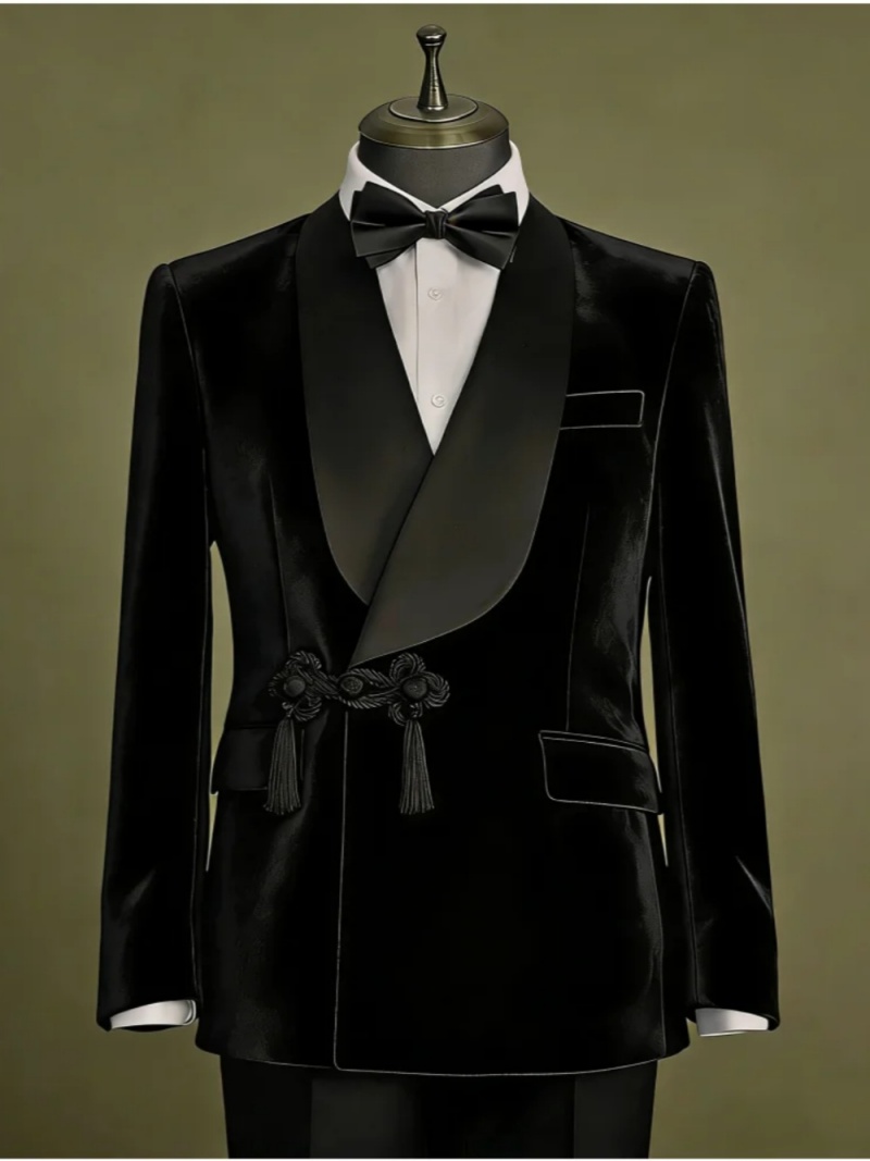 Vintage Man Tuxedos 1 Pcs Jacket Velvet Shawl Lapel Wedding Suit Simple Double Breasted Evening Groom Party Outfits Customized