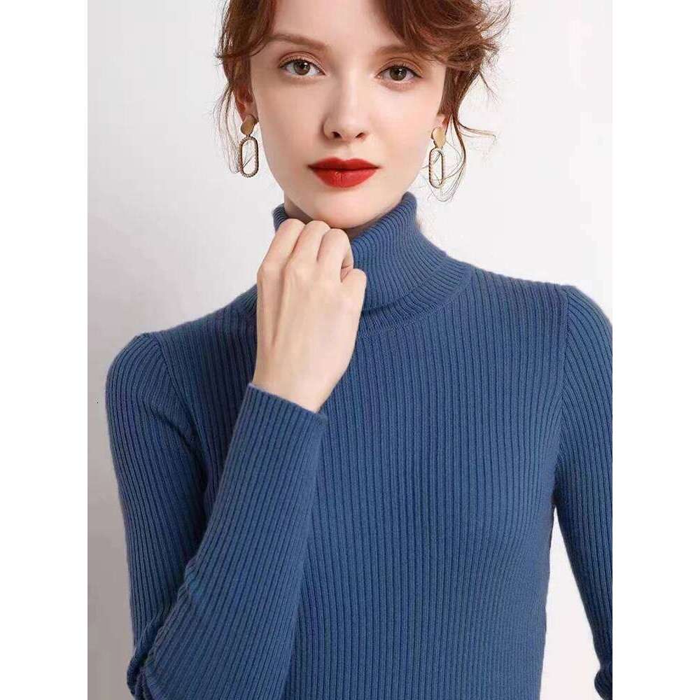 New Turtleneck Jumper Woman Knitted Blouses Fashion Ladies Sweaters Winter Thermal Striped Long Sleeve Autumn Warm Tops Bacis 26L0224