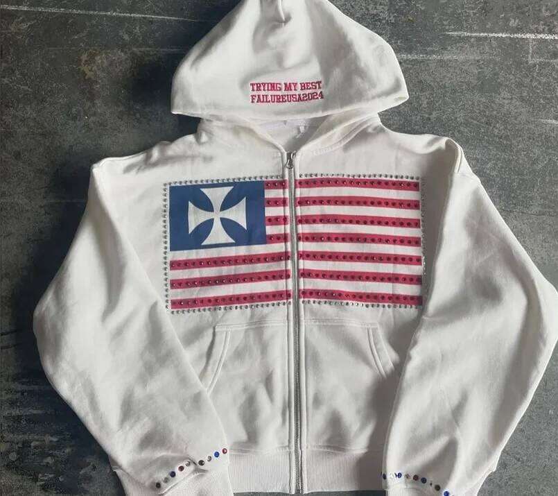 2026 Autumn And Winter New Minimalist Design Color Collision Pattern Women Hooded Harajuku Y2k Loose Zipper Sweatshirt