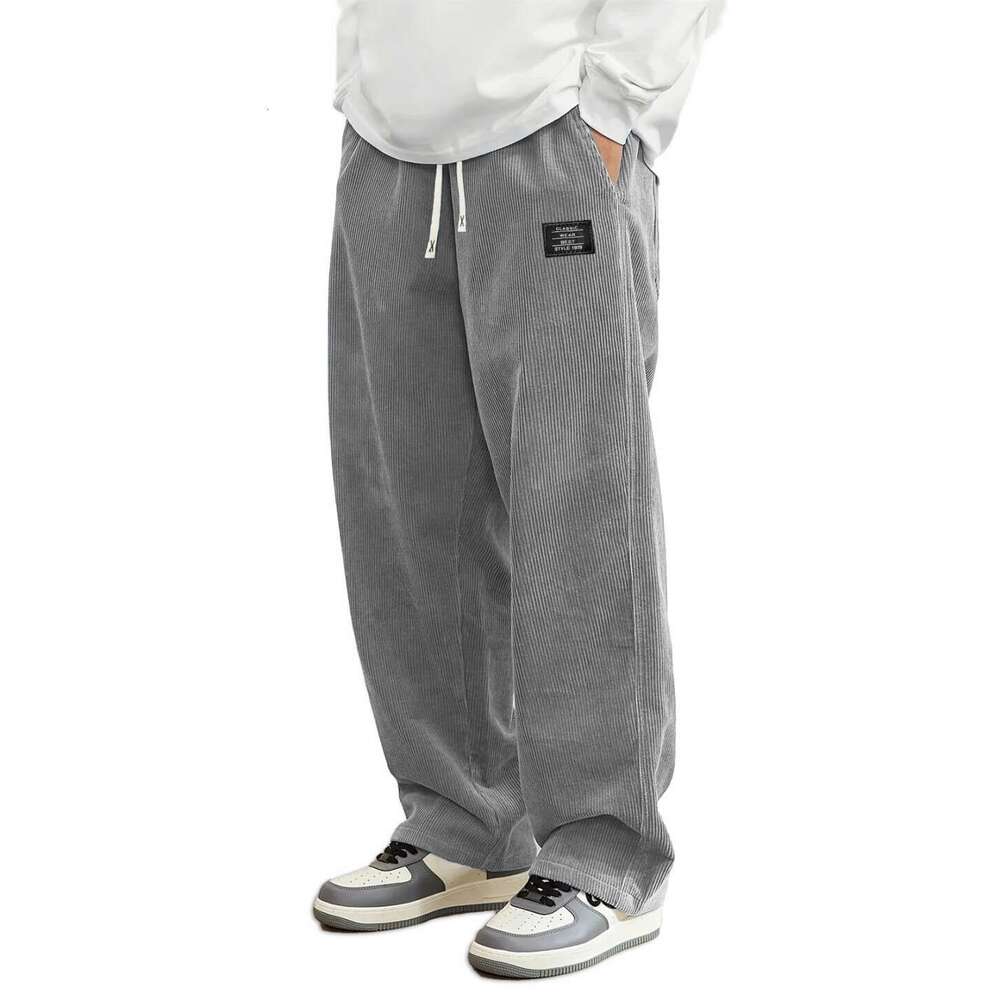 Amazon Cross-Border European Size Men's Autumn New Comfortable Long Loose Logo Corduroy Fabric Casual Pants