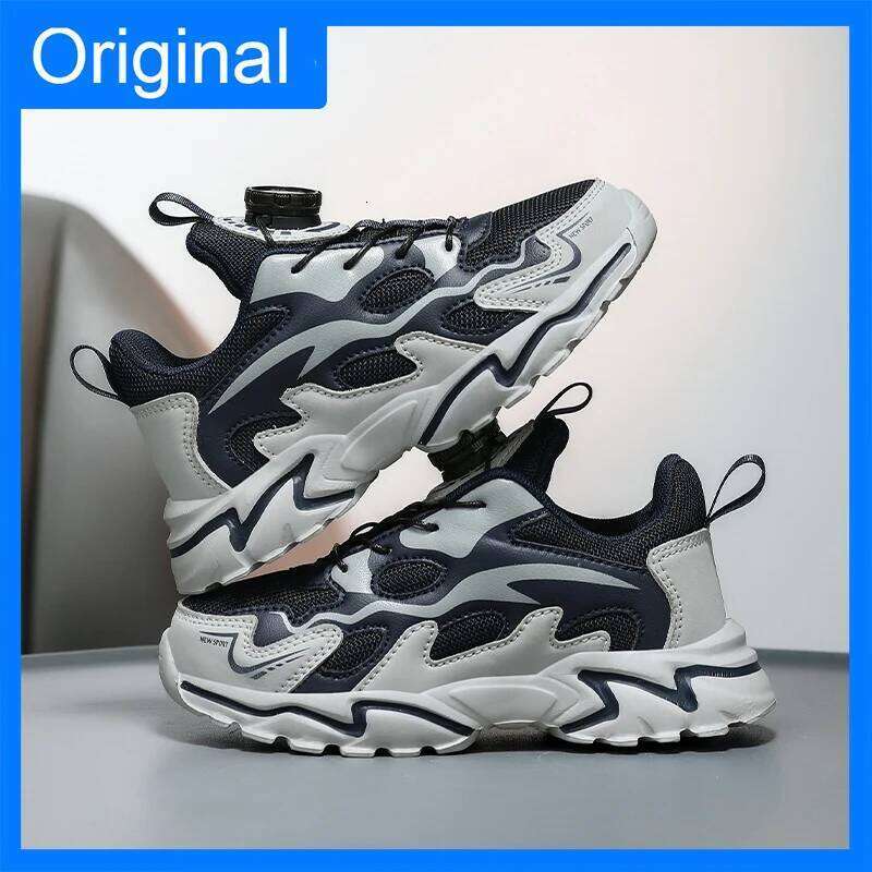 Sports Spring Breathe Mesh Thick Sole Light Anti Slip Children Daily Wear Casual Student Soft Running Shoes 26W0224