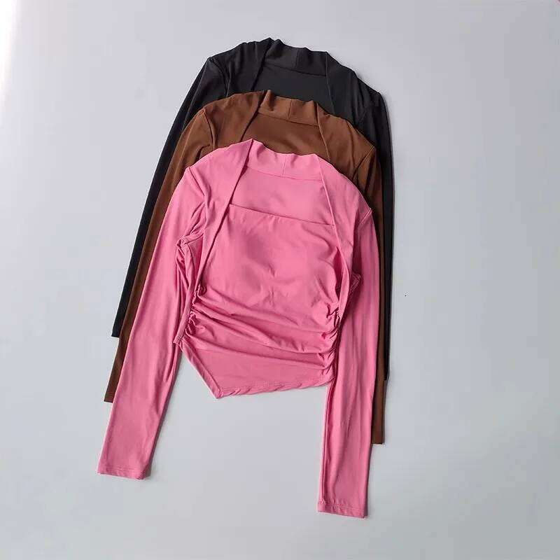 Women's Slim Fit Long Sleeve Yoga Top High-End Pilates Fitness Clothes Fixed Cup Autumn Winter Training Tight 26Y0224