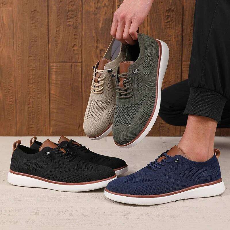 Summer Men's Fashionable Knitted Casual Design Mesh Shoes Street Trend Versatile Fashion Outdoor Activity Sneakers