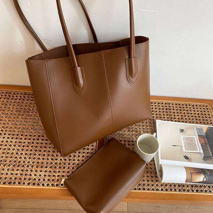 women handbag Large capacity Soft PU leather Commuting lady big Totes Casual female Shoulder bag Shopping Composite Bag Z260224