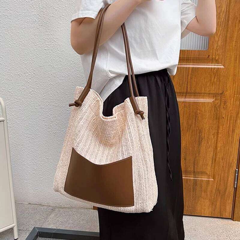 Women Casual Handmade Shoulder Beach Hollow Out Knitting Tote Bag Large Capacity Handbag Z260224