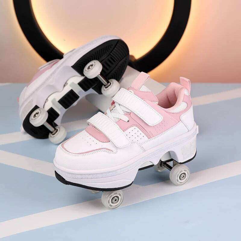 Children Roller Sneakers With 4 Wheels Skates Adult Runaway Parkour Deformation Shoes For Women Men Youth Kids Gift 26W0224