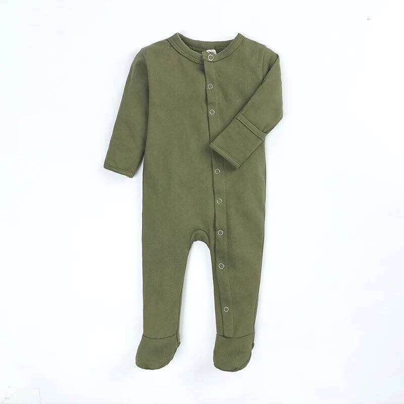 Autumn Newborn Baby Boys Girls Clothes Solid Color Jumpsuit Rompers Infant Footed Covered Jumpsuits Bodysuit Outfits 26Y0224