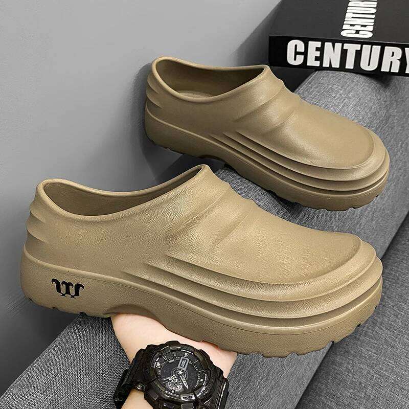 Men's Baotou Comfortable EVA Anti Slip Waterproof Oil Proof Outdoor Luxury Sandals Travel Play Fishing Rain Shoes