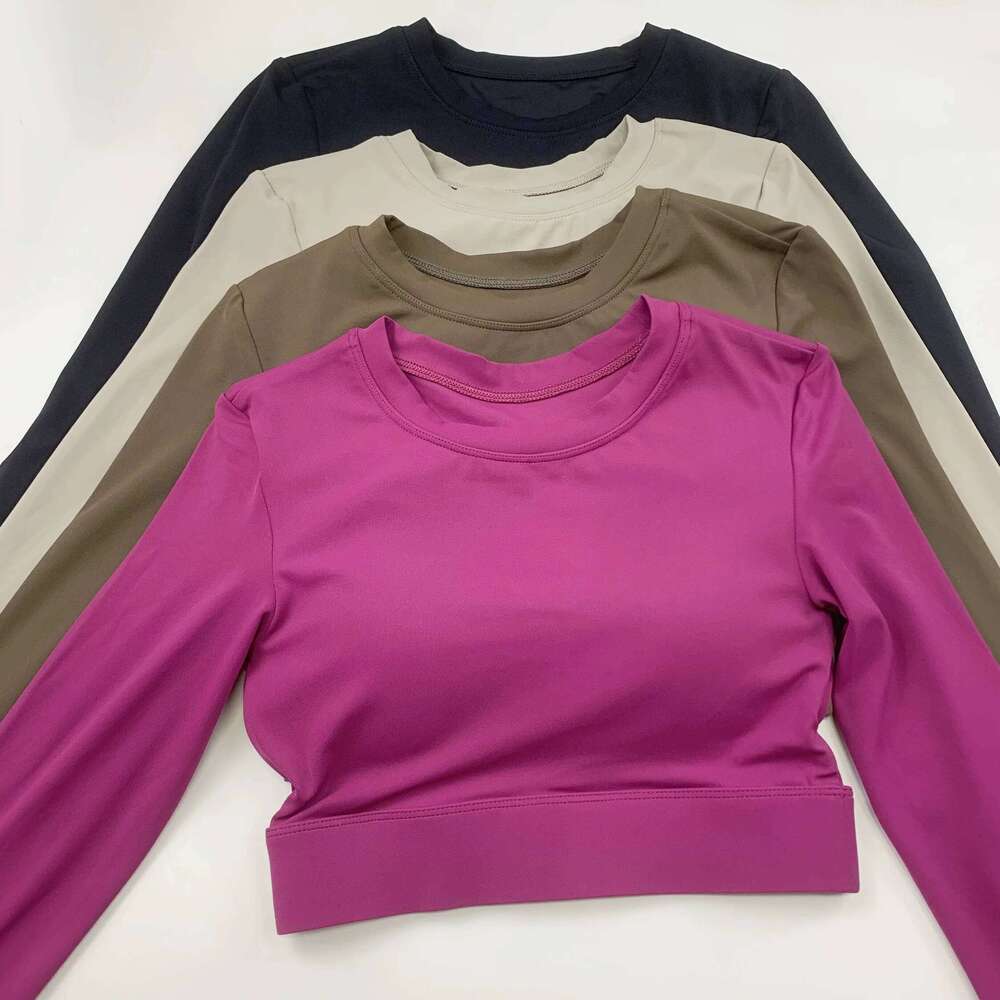 Women's Yoga Top with Chest Pads, Tight-fit Pilates Slimming Sports Long-sleeve Running Quick-dry Training Fitness Wear 26Y0224