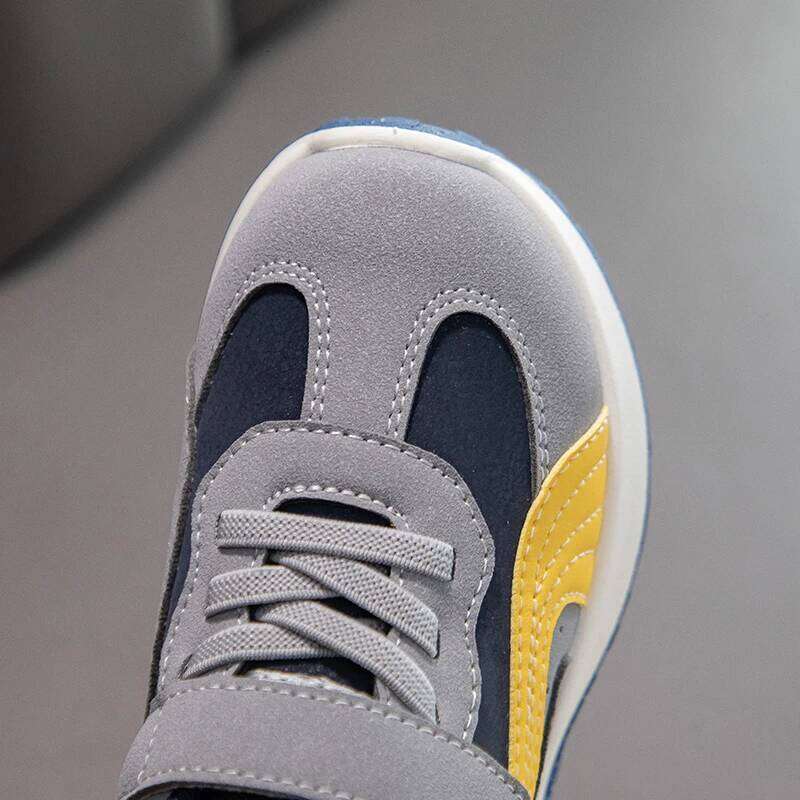 PU Leather Sport For Children Trend Fashion Teenager Kid's Sneakers Soft-soled Waterproof Boy's Girl's Running Shoes 26W0224