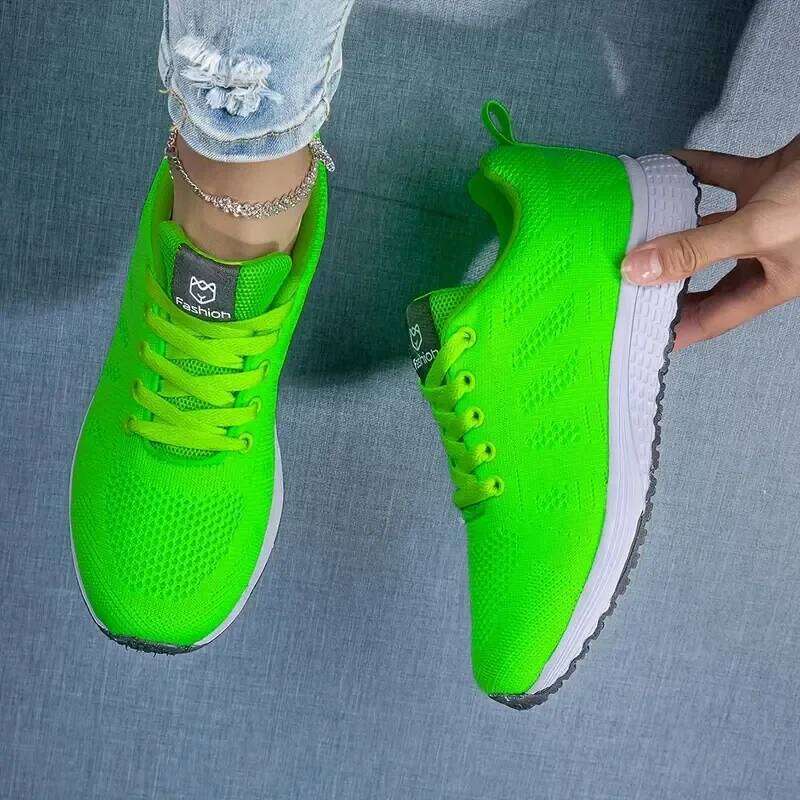 Women's Casual Summer Mesh Breathable Outdoor Platform Sneakers Lace Up Fashion Sports Walking Running Shoes for Women