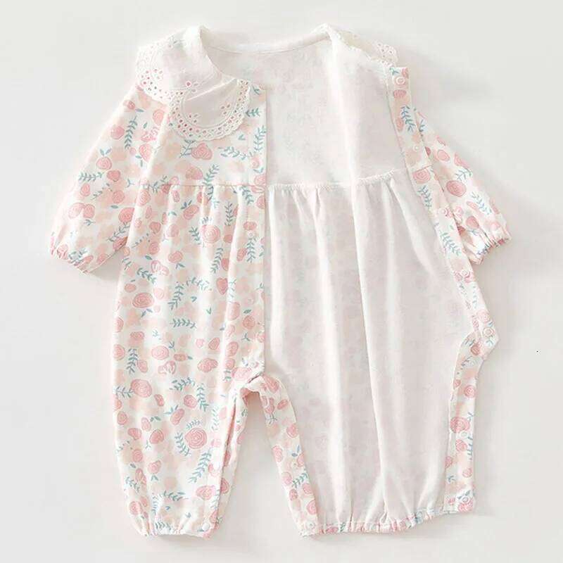 Spring Autumn Infant Girl Clothes Korean Fashion Cute Print Cotton Long Sleeve Jumpsuits Baby Stuff Newborn Items B186 26H0224