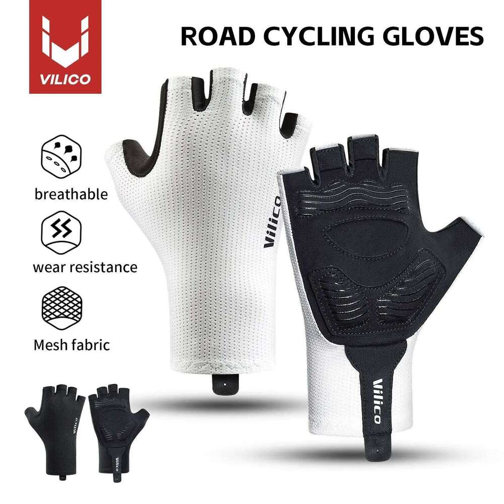 Short Cycling Fingerless Gloves Anti-slip Bicycle Lycra Fabric Half Finger Mitten for Mtb Road Bike Sports Racing 26H0224
