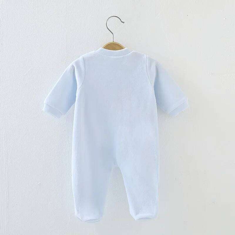 Newborn Baby Footed Romper Infant Side Opening Clothing Spring Winter Velour Jumpsuit Overall Long Sleeves Outfit 0-24M 26Y0224