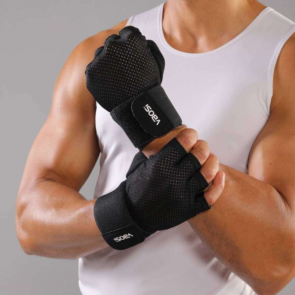 VBOSi Breathable Half-Finger Sports with Adjustable Wrist Straps, Non-Slip Gym & Cycling Gloves for Men and Women 26H0224