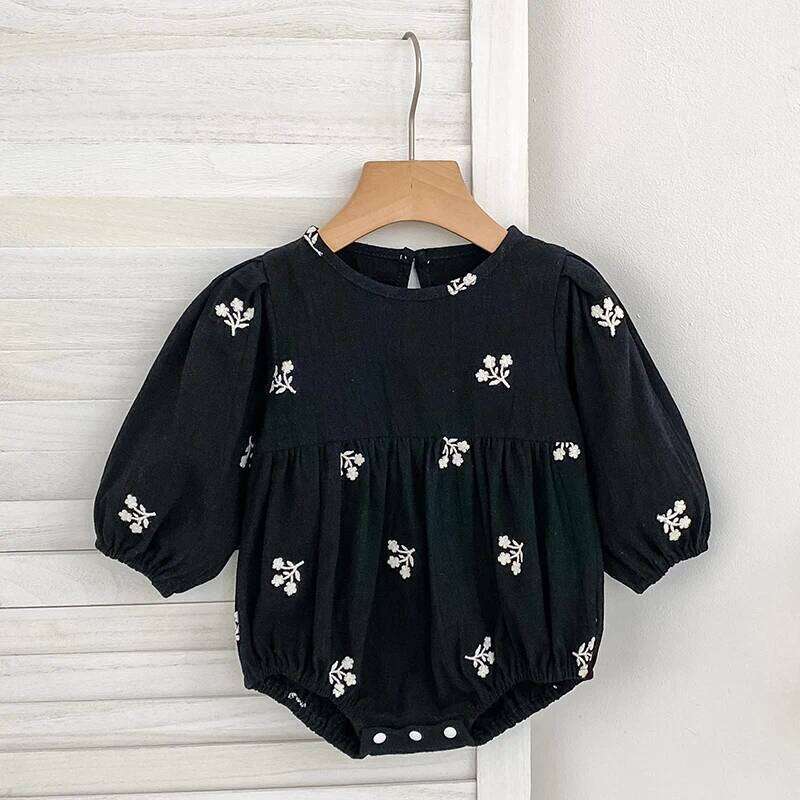 New Embroidered Bow Autumn Newborn Girls Romper Long Sleeve Jumpsuit Climb Clothes Baby Cotton Clothing 26H0224